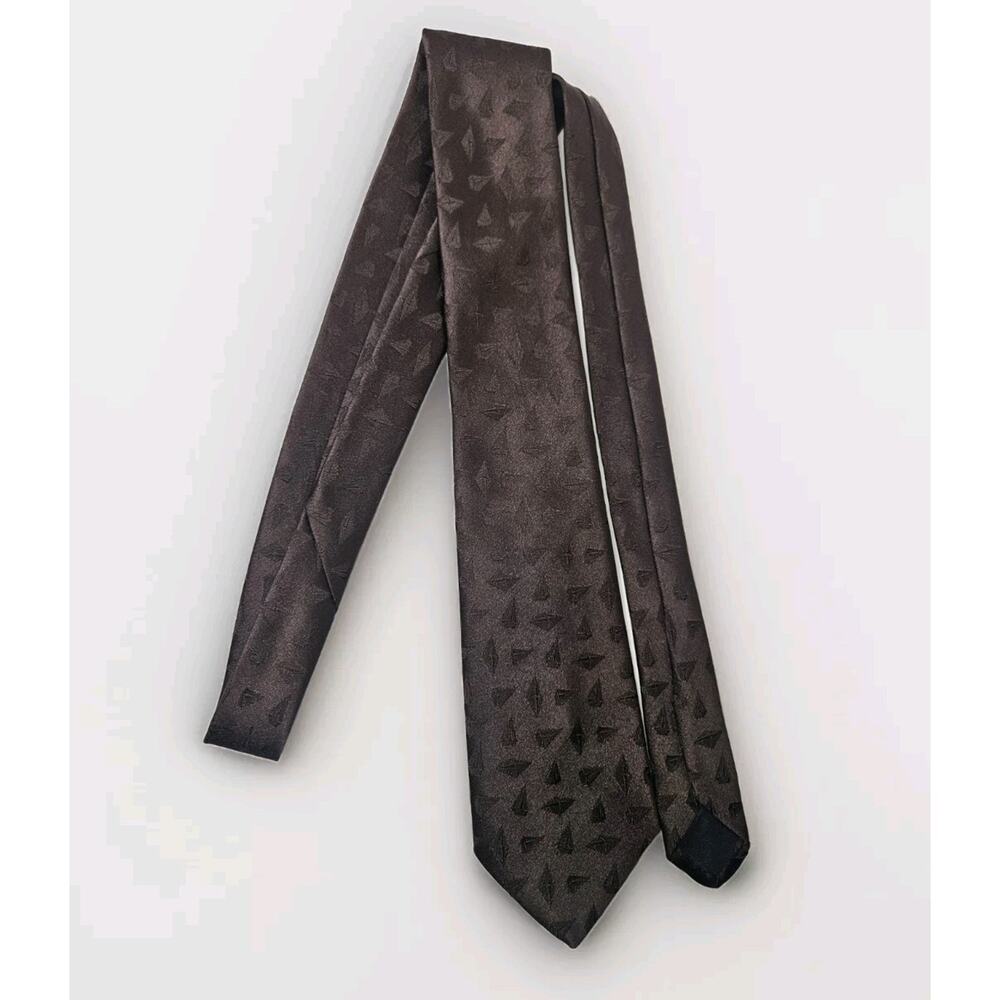 Vintage Sears Neck Tie - All Silk - Made In USA 56" x 3.75" Brown 3D Diamond